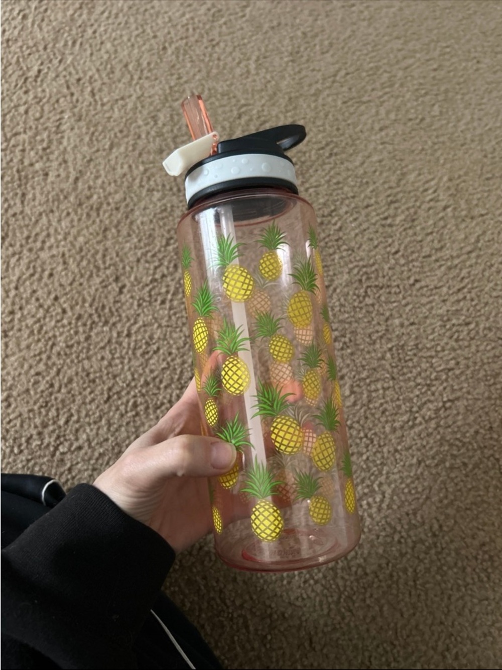 Pineapple Pattern Pink Water Bottle